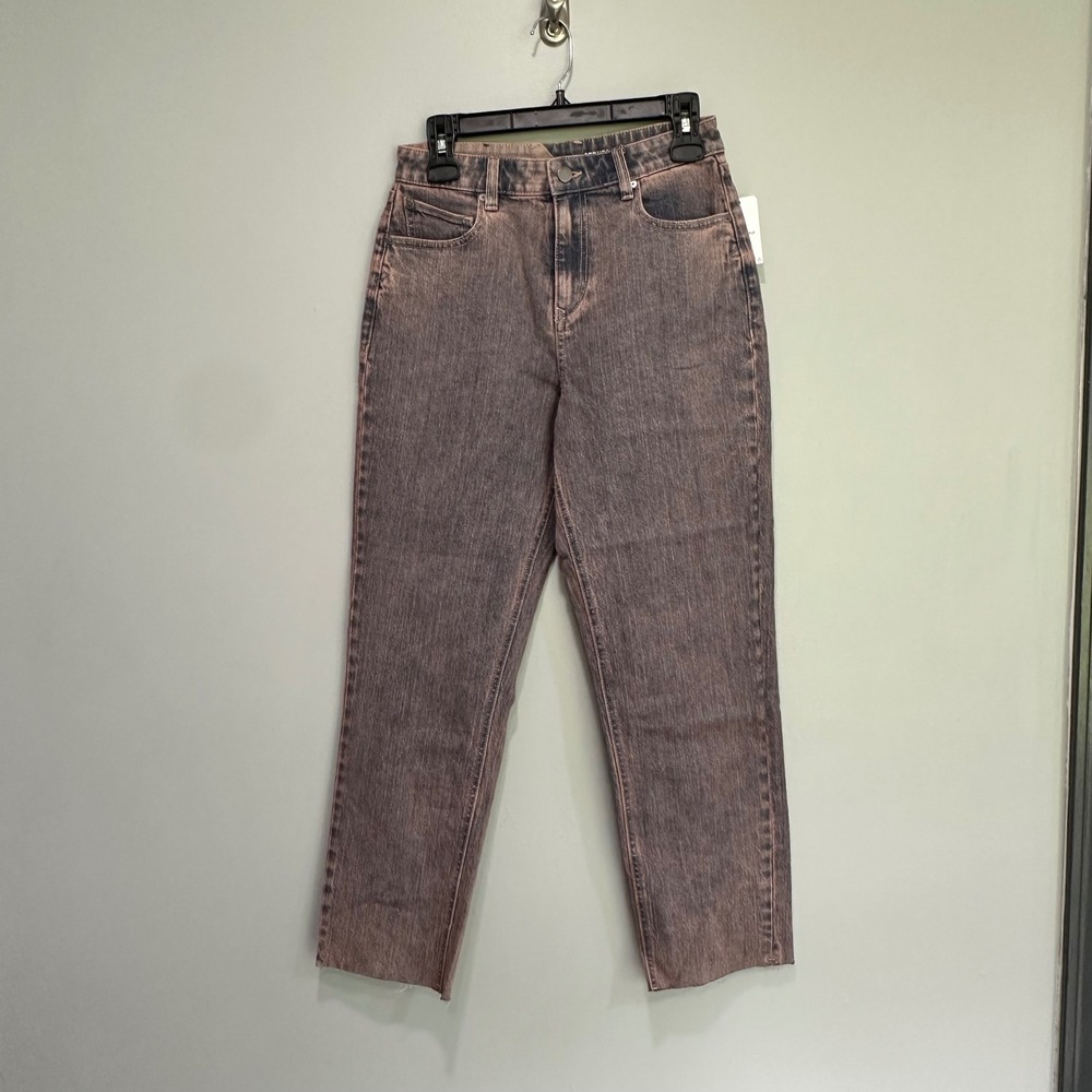 Volcom Stoned Straight Jeans 28‎ x 27 High Rise Raw Hem Bleach Wash Denim Pants
